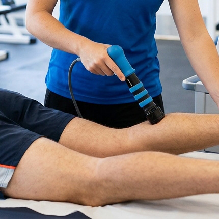 a physio providing shockwave therapy